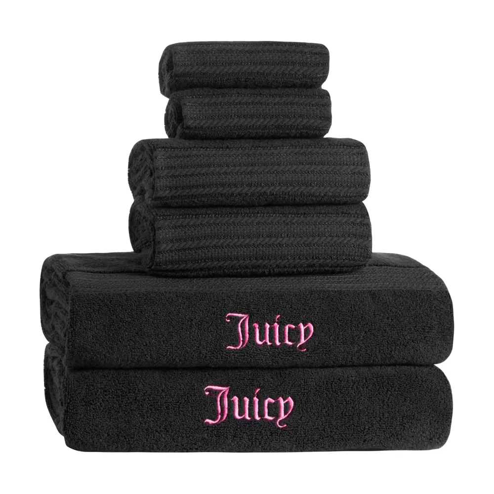 Bath & Beach Towels-Juicy Couture Alyssa Bath Towel Set Black