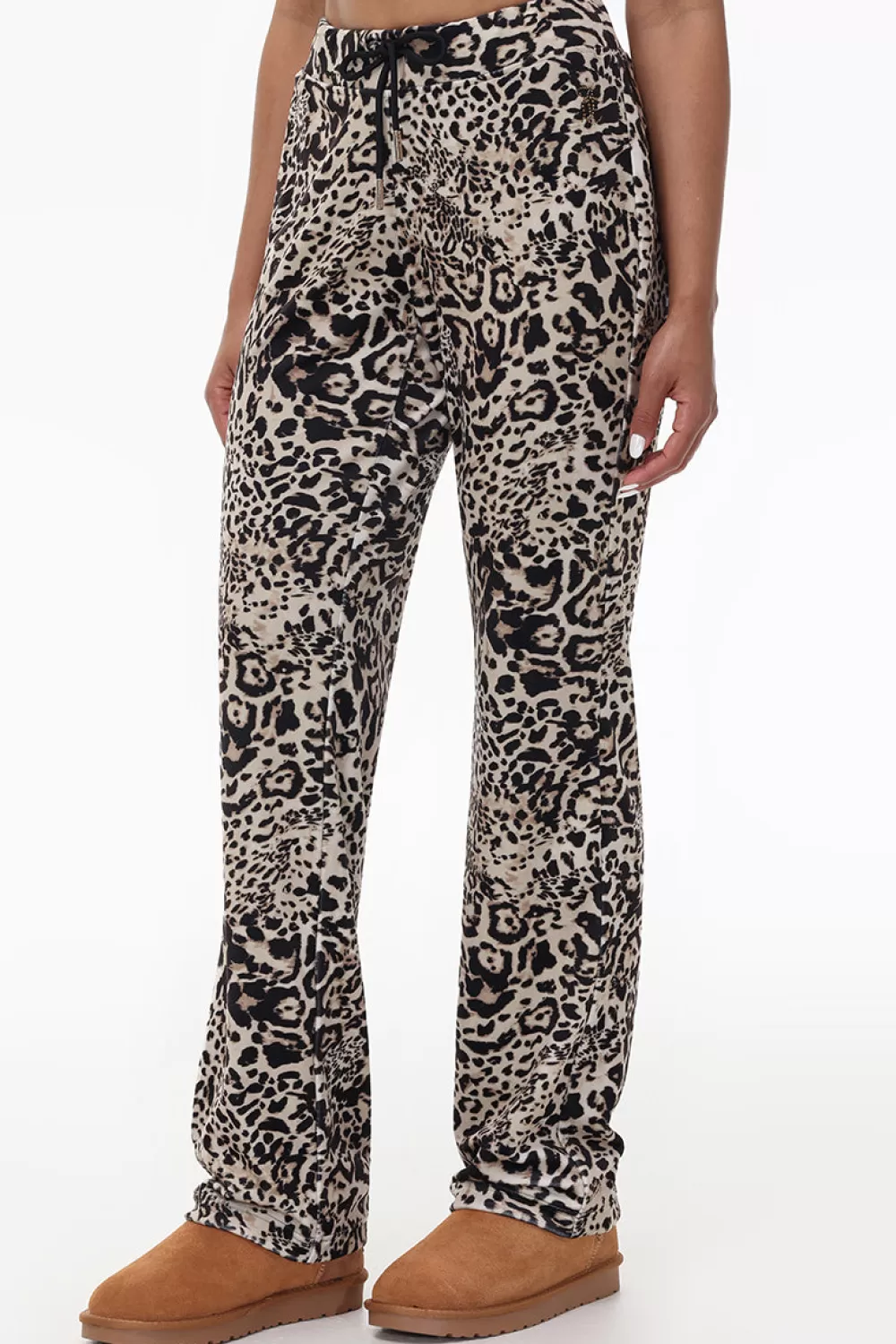 Track Bottoms | Bling Sets-Juicy Couture Animal Print Small Bling Velour Track Pants JuicyOcelot