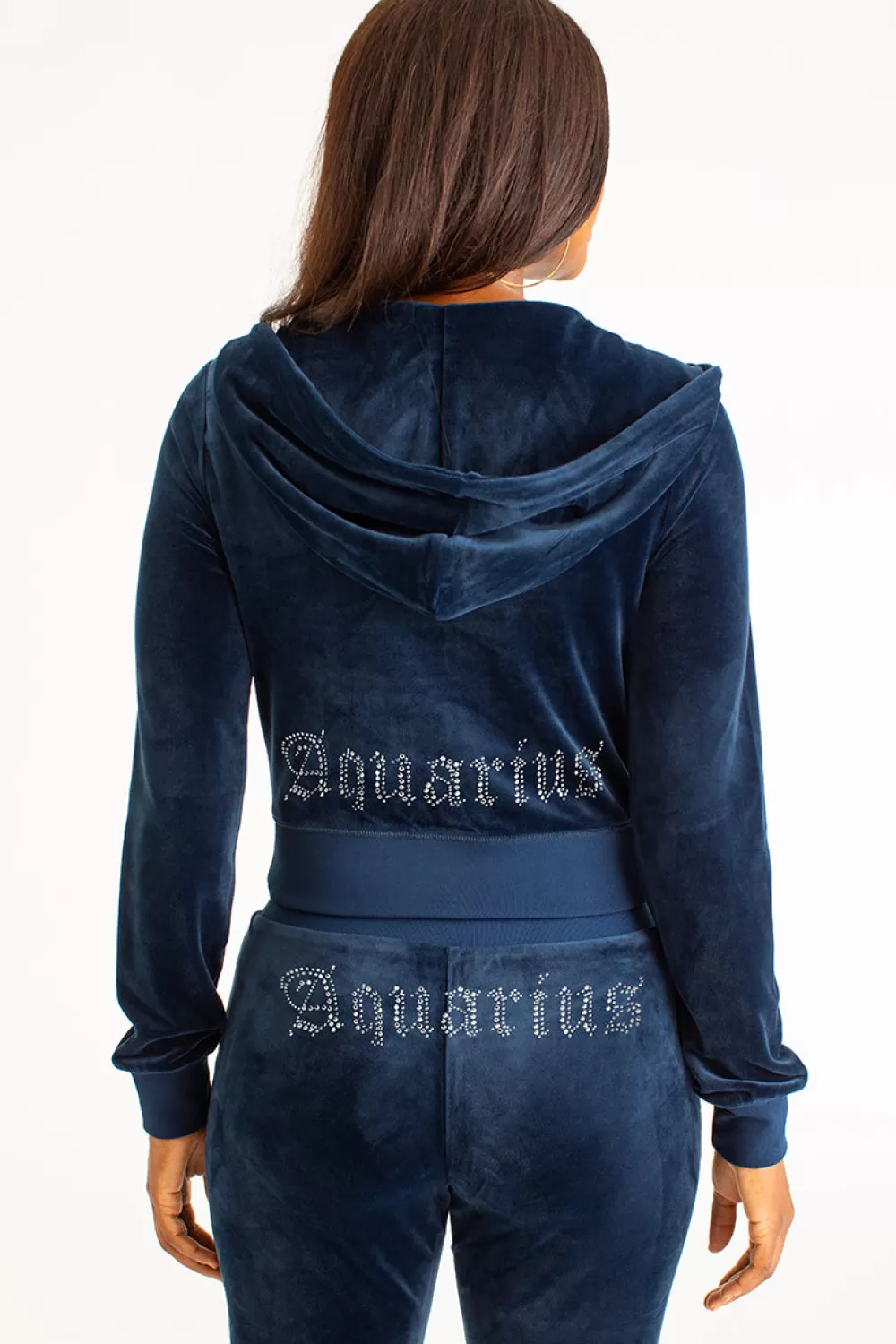 Track Tops | Track Tops-Juicy Couture Aquarius Big Bling Velour Hoodie RegalBlue/SilverBling