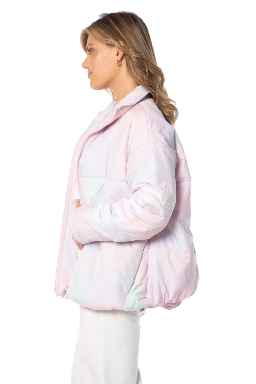 Hoodies & Jackets-Juicy Couture Avalon Logo Sleeve Puffer CottonCandy