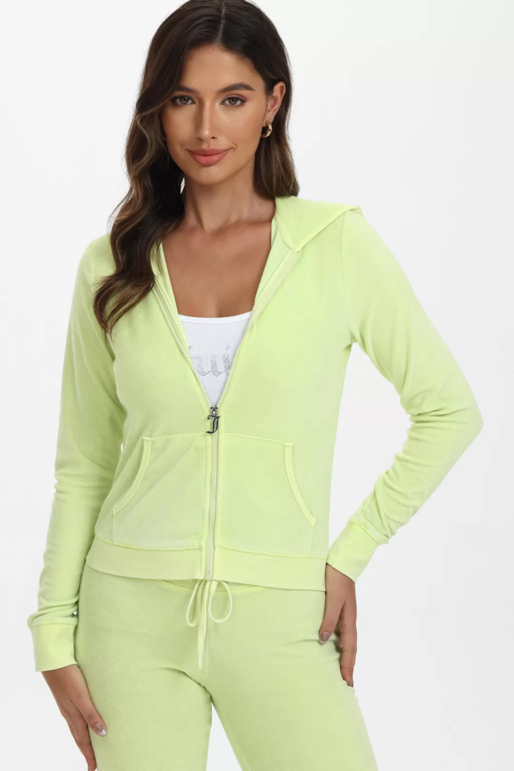 Track Tops | Track Tops-Juicy Couture Big Bling Towel Terry Zip Hoodie Pear