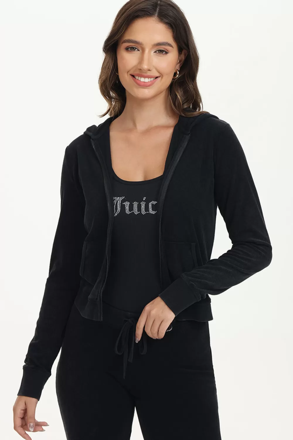 Track Tops | Track Tops-Juicy Couture Big Bling Towel Terry Zip Hoodie Liquorice