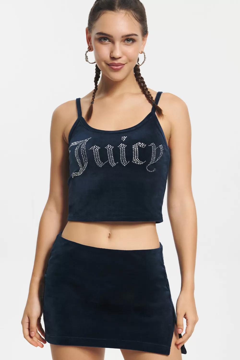 Bling Sets | Tees & Tops-Juicy Couture Big Bling Velour Tank Top RegalBlue