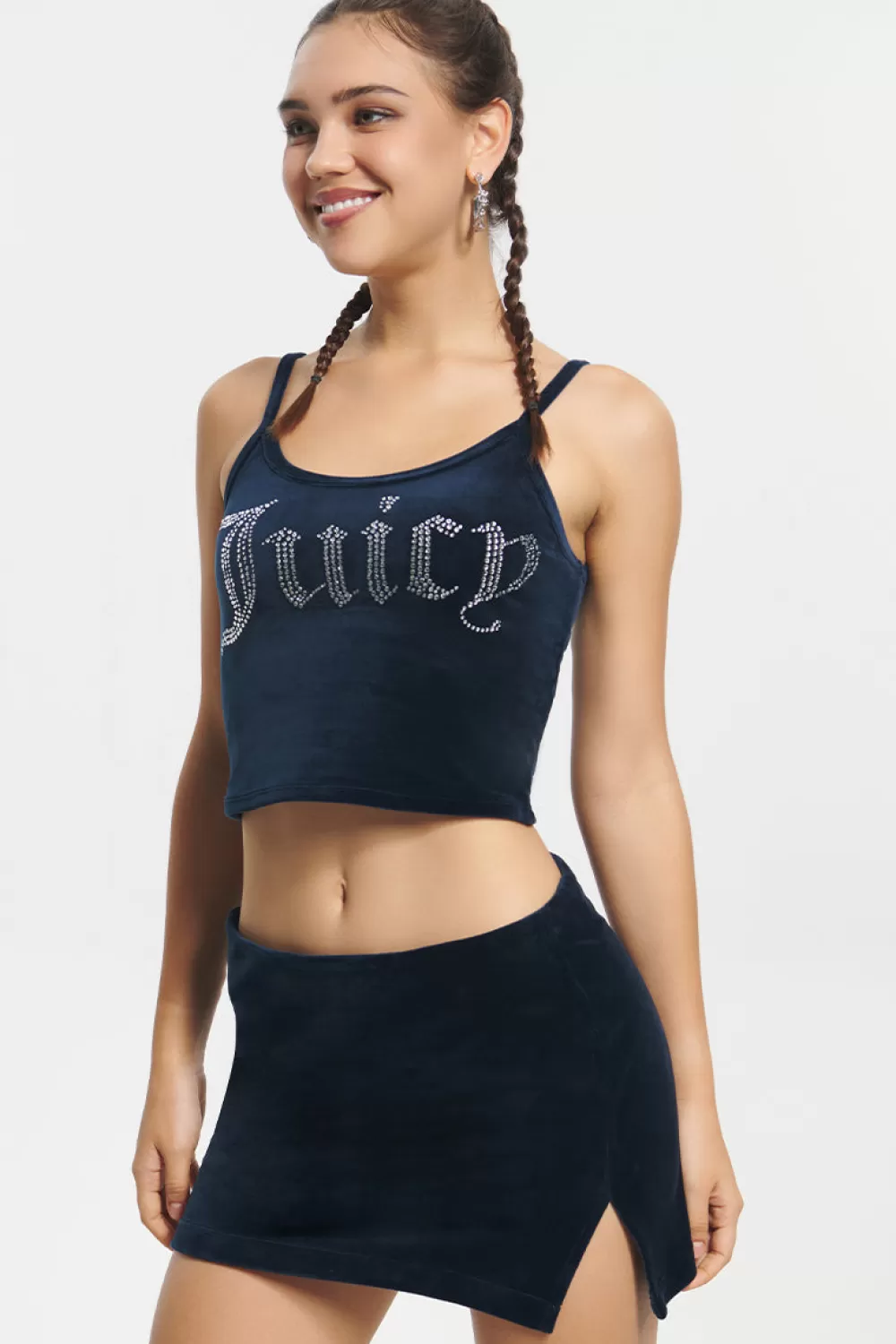 Bling Sets | Tees & Tops-Juicy Couture Big Bling Velour Tank Top RegalBlue