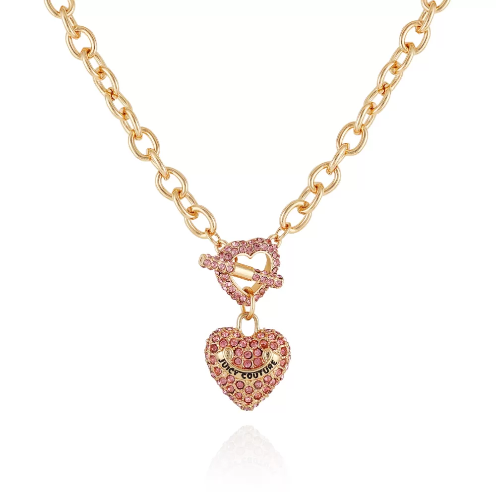 Necklaces | Pet Poop Bags-Juicy Couture Bling Heart Pendant Charm Necklace Gold