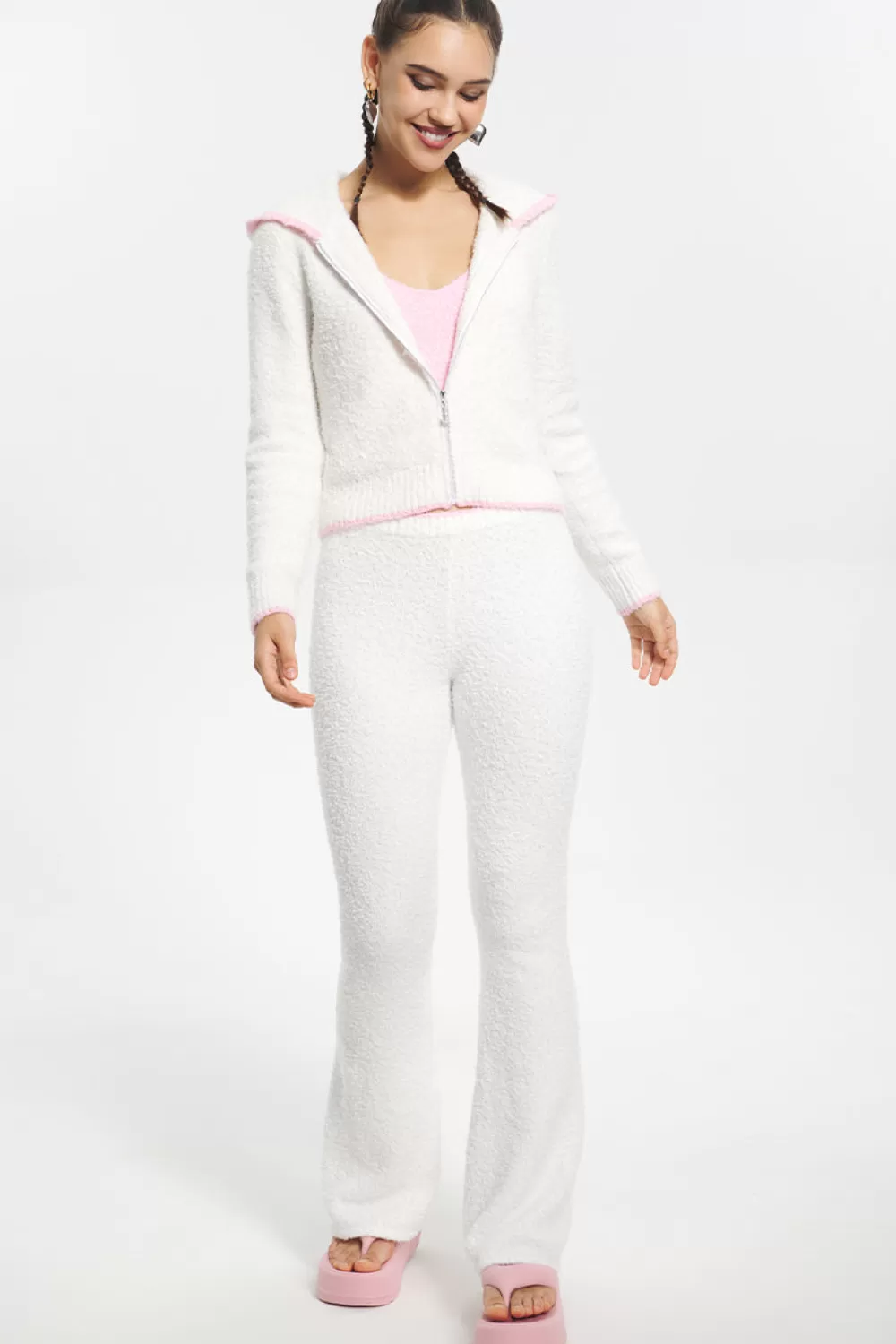 Track Bottoms | Track Pants-Juicy Couture Boucle Sweater Track Pants White