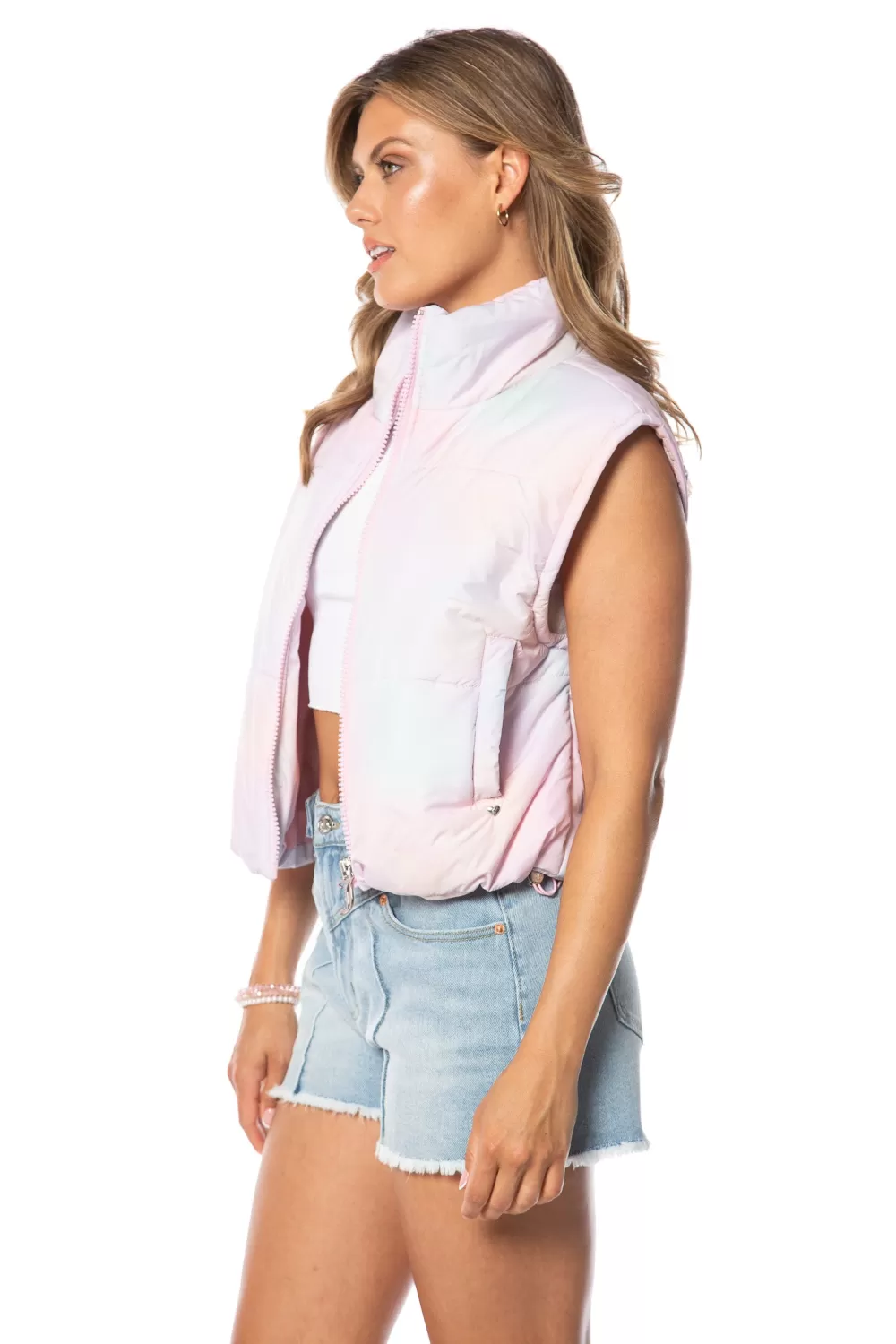 Hoodies & Jackets-Juicy Couture Boxy Mock Neck Vest RainbowCloud