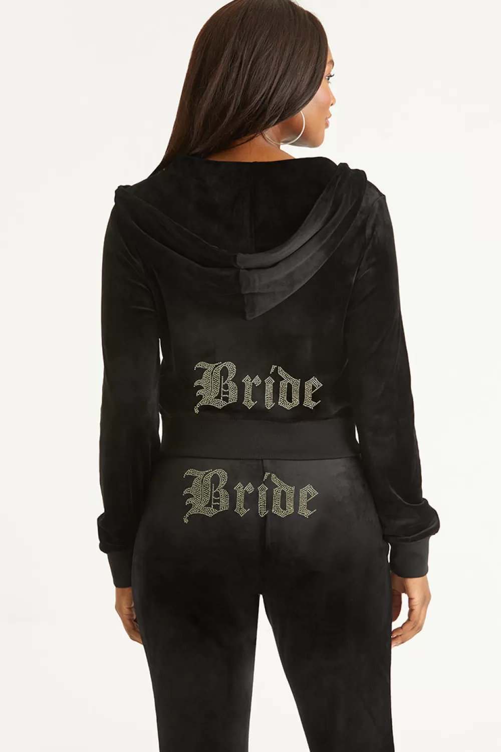 Track Tops | Track Tops-Juicy Couture Bride Big Bling Velour Hoodie Liquorice/SilverBling