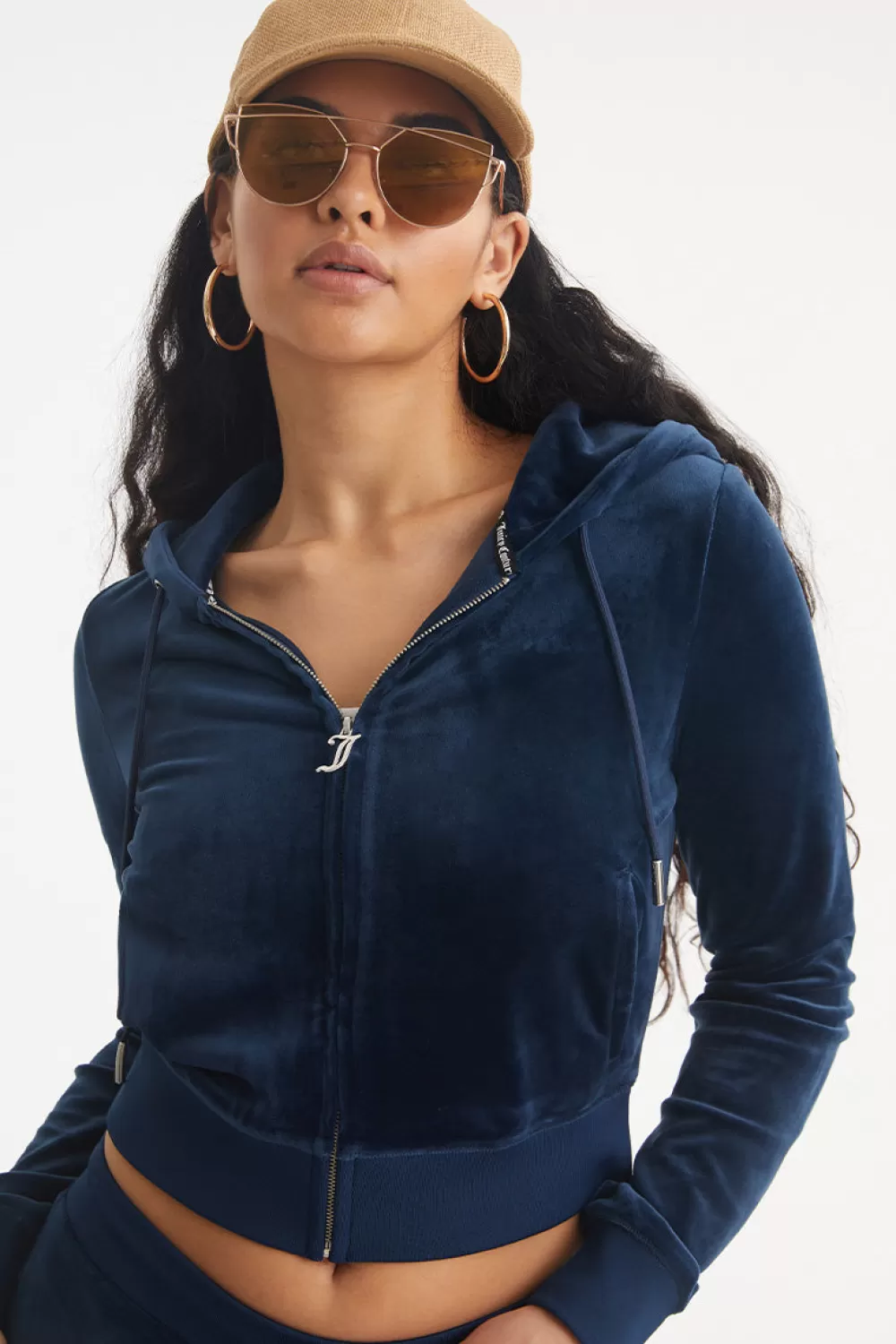 Track Tops | Track Tops-Juicy Couture Bridesmaid Big Bling Velour Hoodie RegalBlue/GoldBling