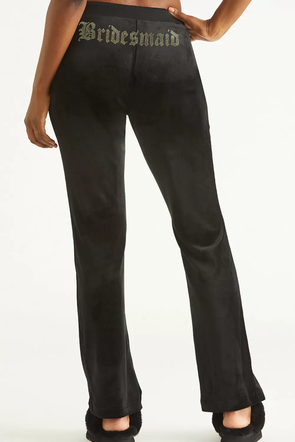 Track Bottoms | Bling Sets-Juicy Couture Bridesmaid Big Bling Velour Track Pants Liquorice/SilverBling