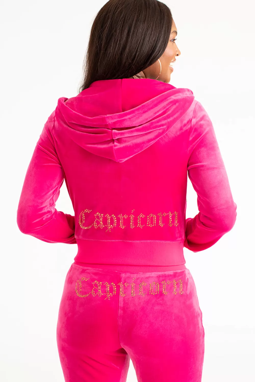 Track Tops | Track Tops-Juicy Couture Capricorn Big Bling Velour Hoodie FreeLove/GoldBling