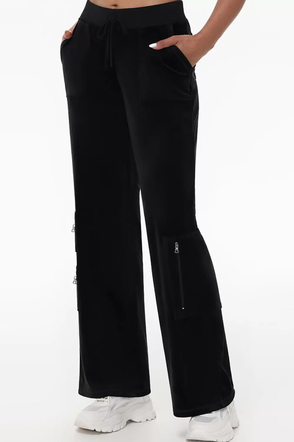 Track Bottoms | Track Pants-Juicy Couture Cargo Snap Pocket Velour Pants Liquorice