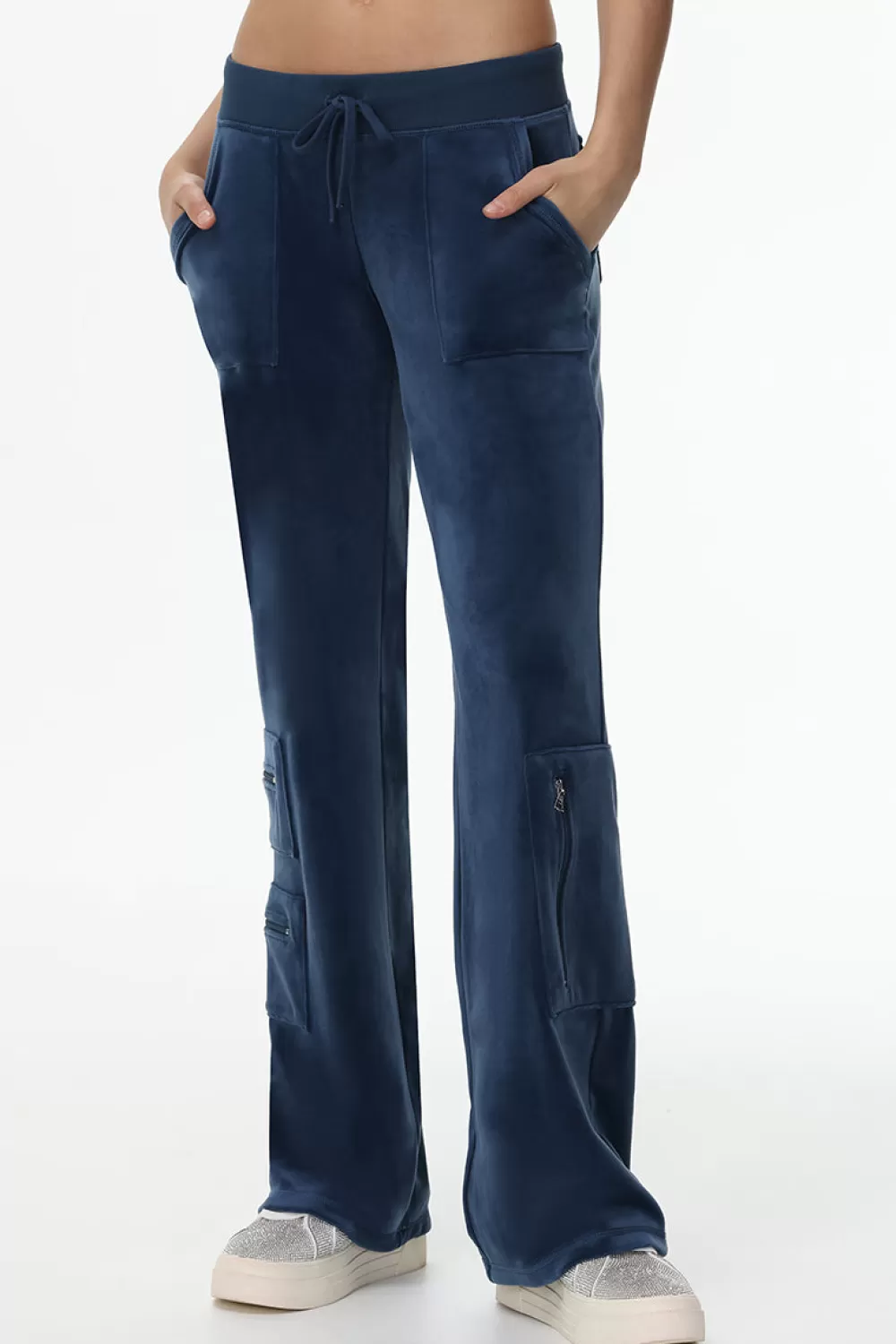 Track Bottoms | Track Pants-Juicy Couture Cargo Snap Pocket Velour Pants MidnightSea