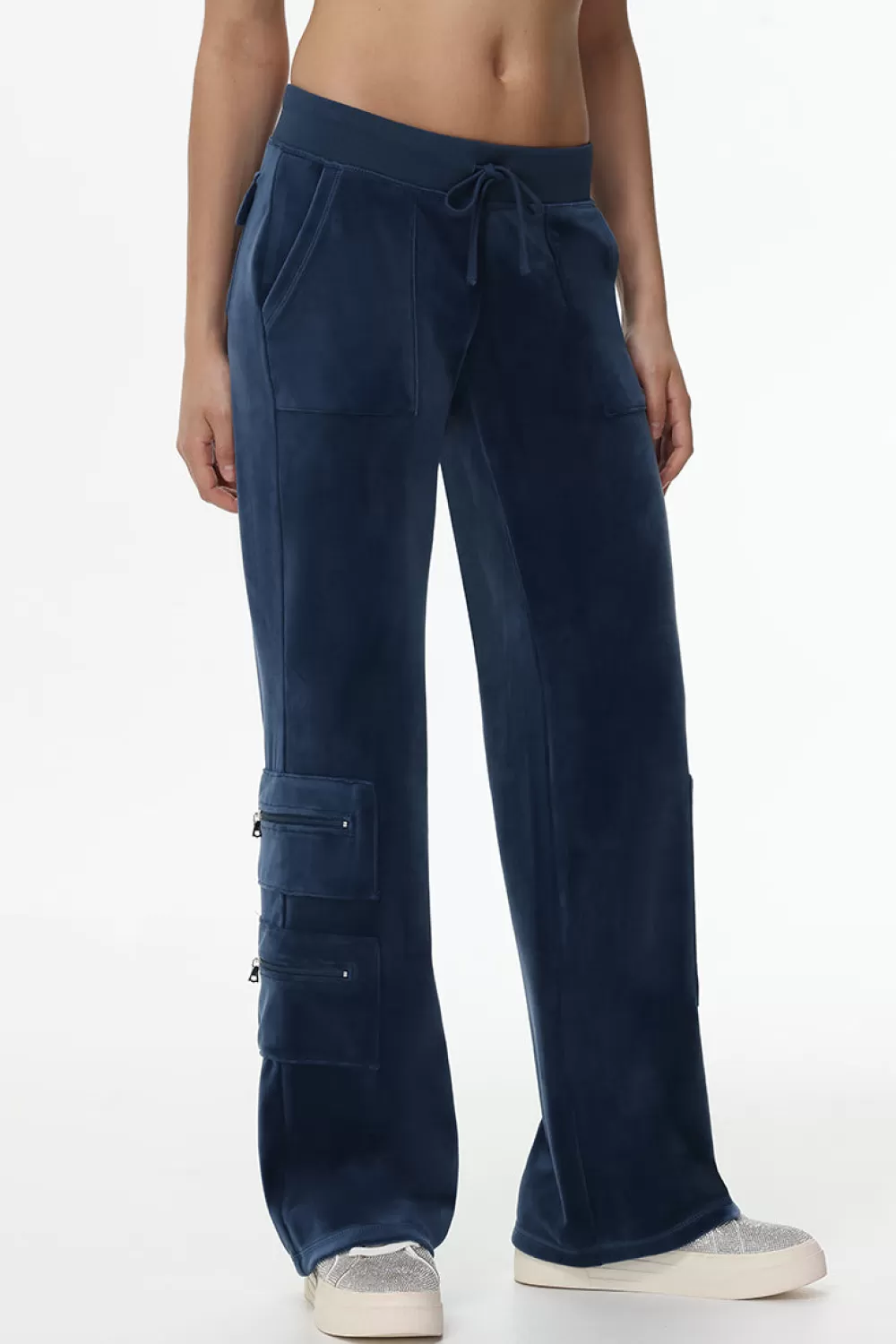 Track Bottoms | Track Pants-Juicy Couture Cargo Snap Pocket Velour Pants MidnightSea