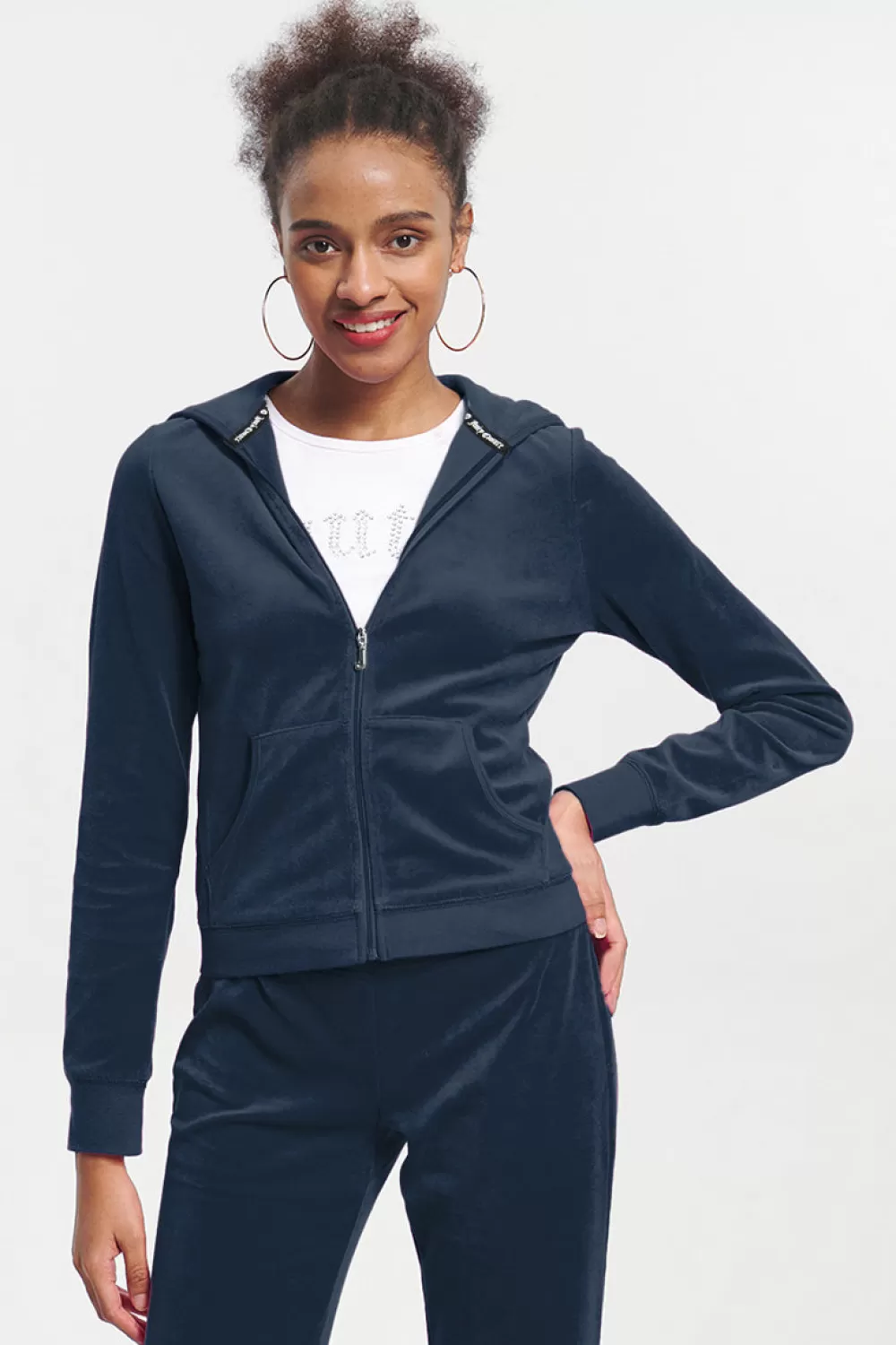 Track Tops | Track Tops-Juicy Couture Classic Cotton Velour Hoodie RegalBlue