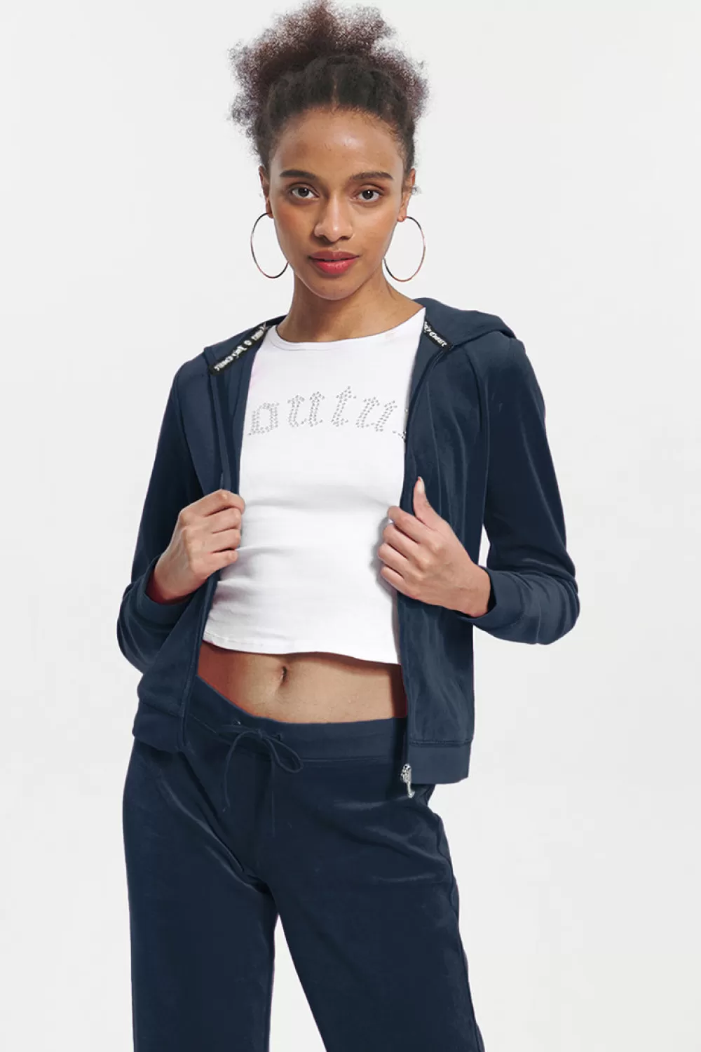 Track Tops | Track Tops-Juicy Couture Classic Cotton Velour Hoodie RegalBlue