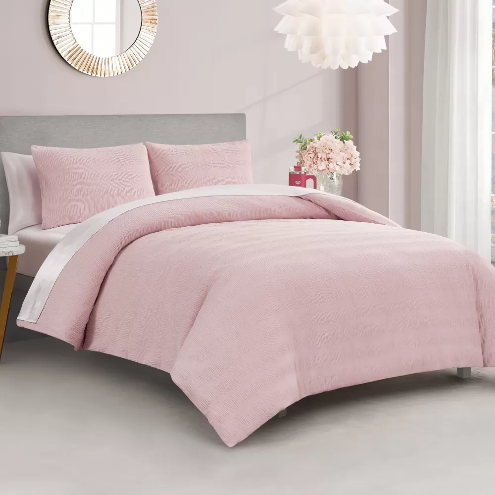 Comforter Sets-Juicy Couture Crinkle Velvet Comforter Set LotusPink