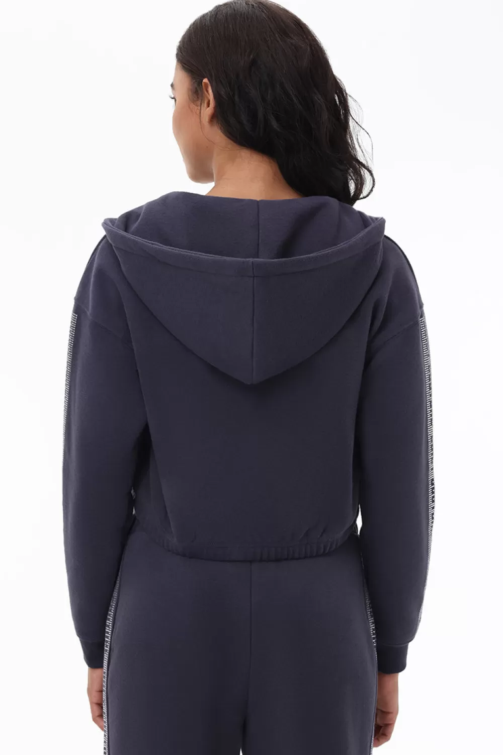 Hoodies & Jackets-Juicy Couture Cropped Fleece Hoodie With Side Bling Titanium