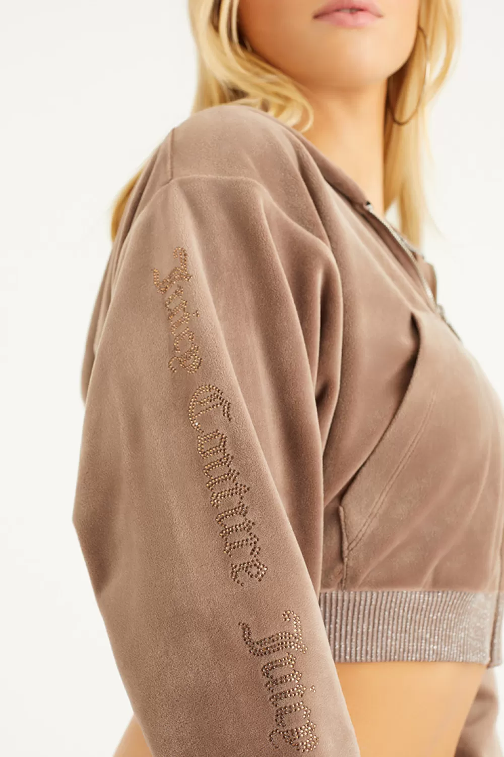 Track Tops | Track Tops-Juicy Couture Cropped Jacket with Side Bling Pewter