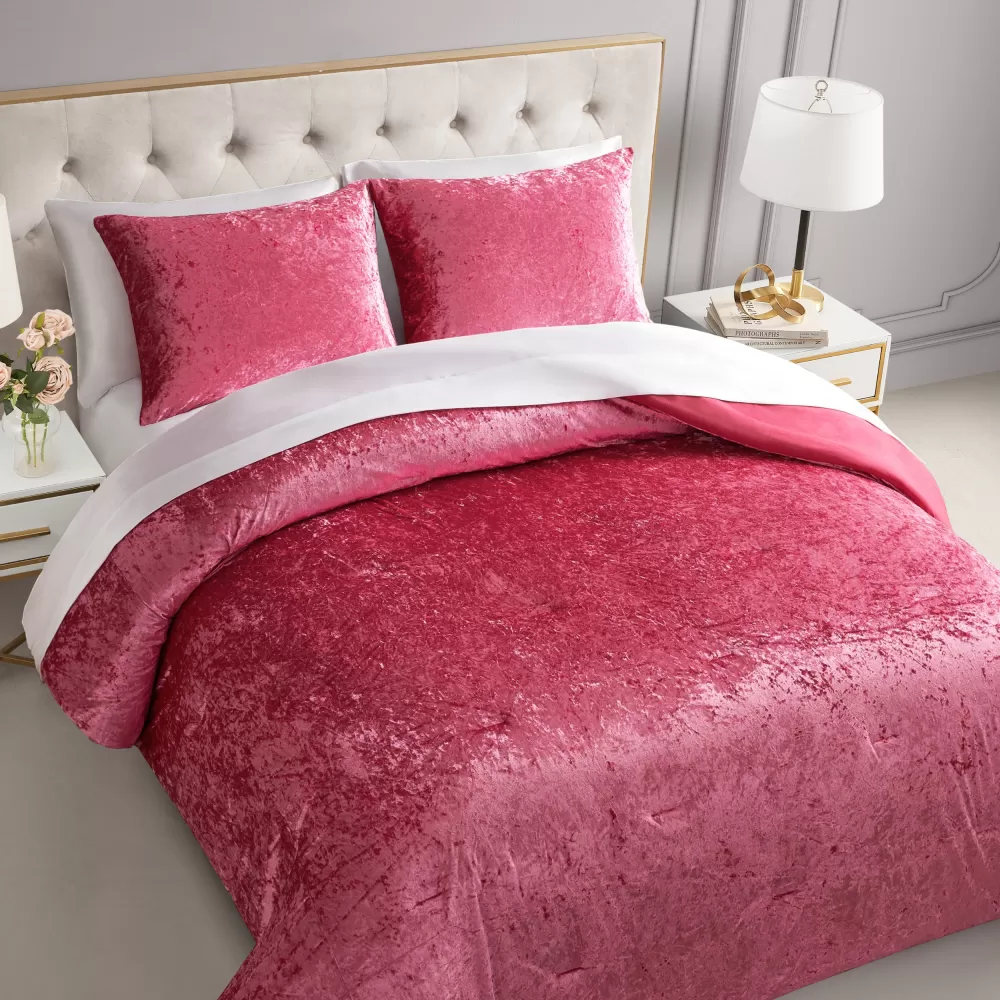 Comforter Sets-Juicy Couture Crushed Velvet Comforter Set HotPink