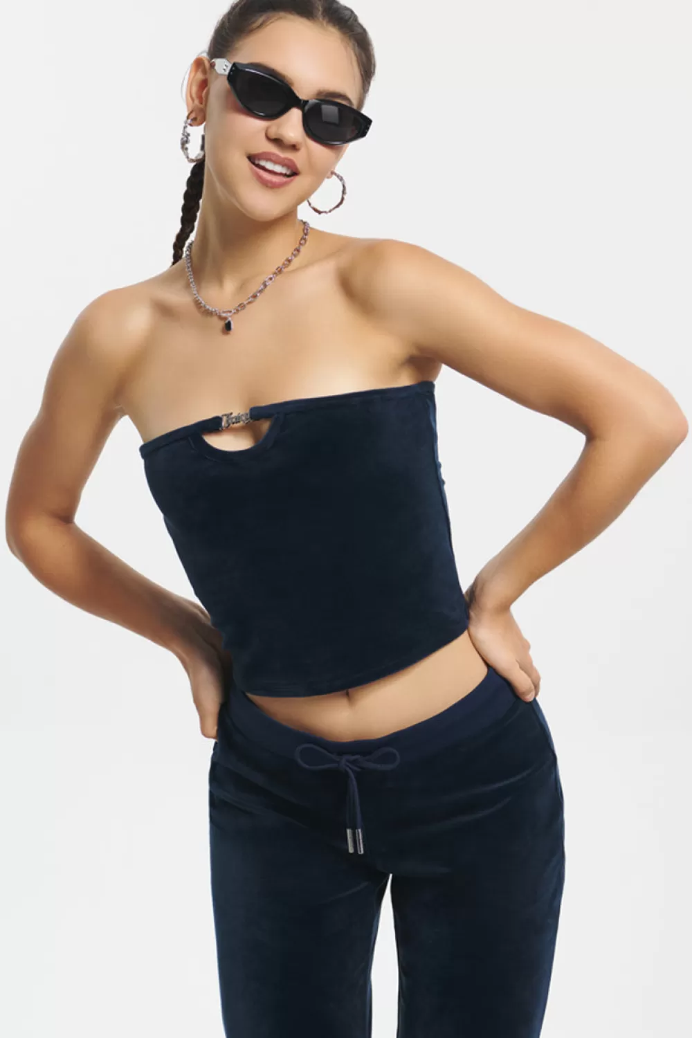 Tees & Tops-Juicy Couture Cut Out Tube Top RegalBlue