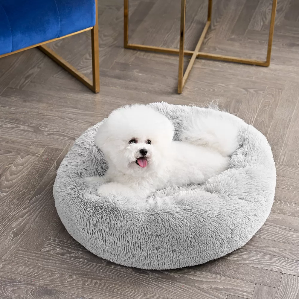 Pet Bedding-Juicy Couture Devon Faux Fur Pet Bed HeatherGrey