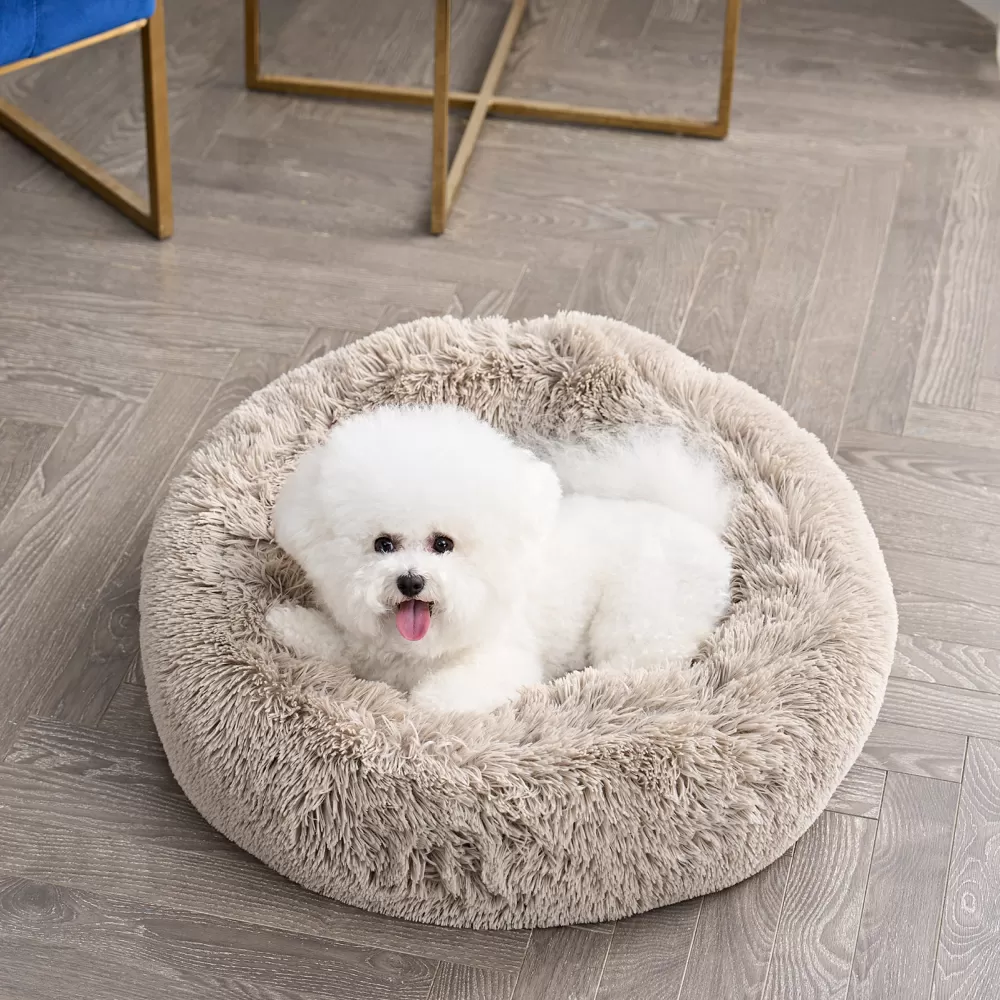 Pet Bedding-Juicy Couture Devon Faux Fur Pet Bed Beige