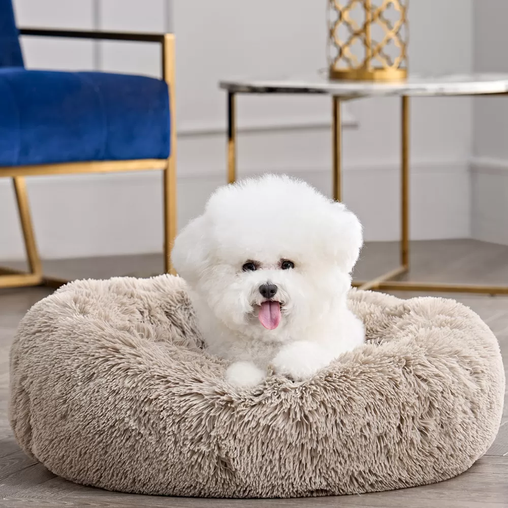 Pet Bedding-Juicy Couture Devon Faux Fur Pet Bed Beige