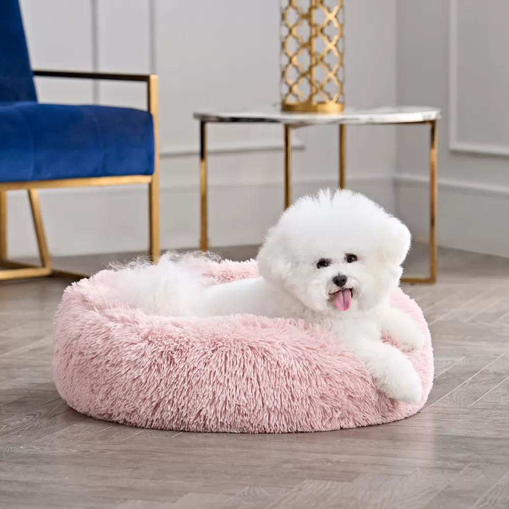 Pet Bedding-Juicy Couture Devon Faux Fur Pet Bed Pink