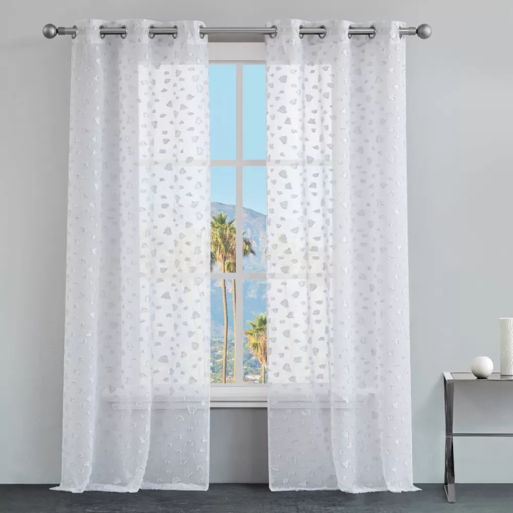 Curtains-Juicy Couture Ethel Embellished Sheer Curtains White