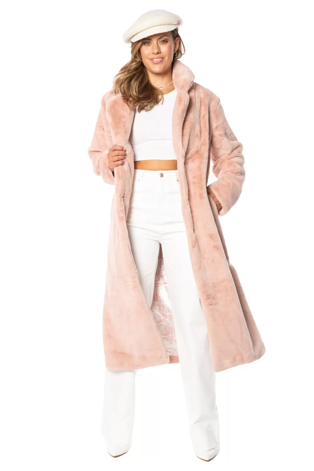 Hoodies & Jackets-Juicy Couture Faux Fur Teddy Trench Coat DustyPink