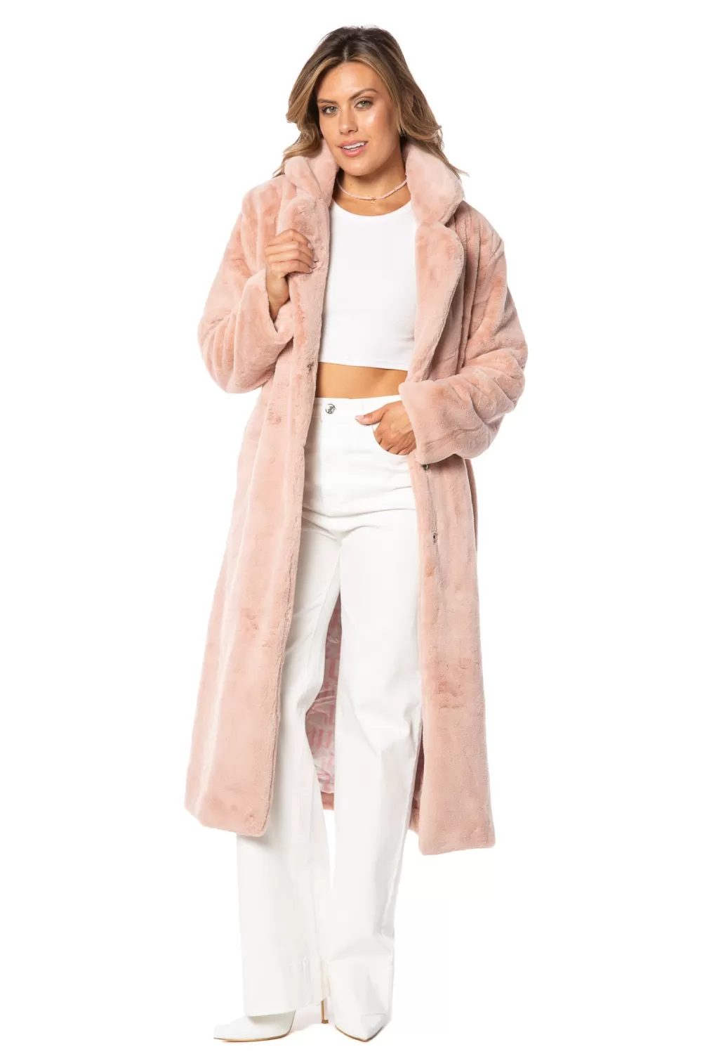 Hoodies & Jackets-Juicy Couture Faux Fur Teddy Trench Coat DustyPink