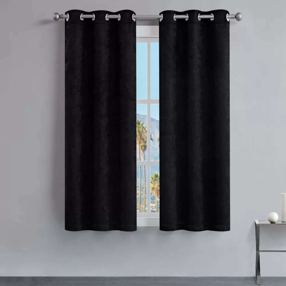 Curtains-Juicy Couture Faux Suede Curtains Black