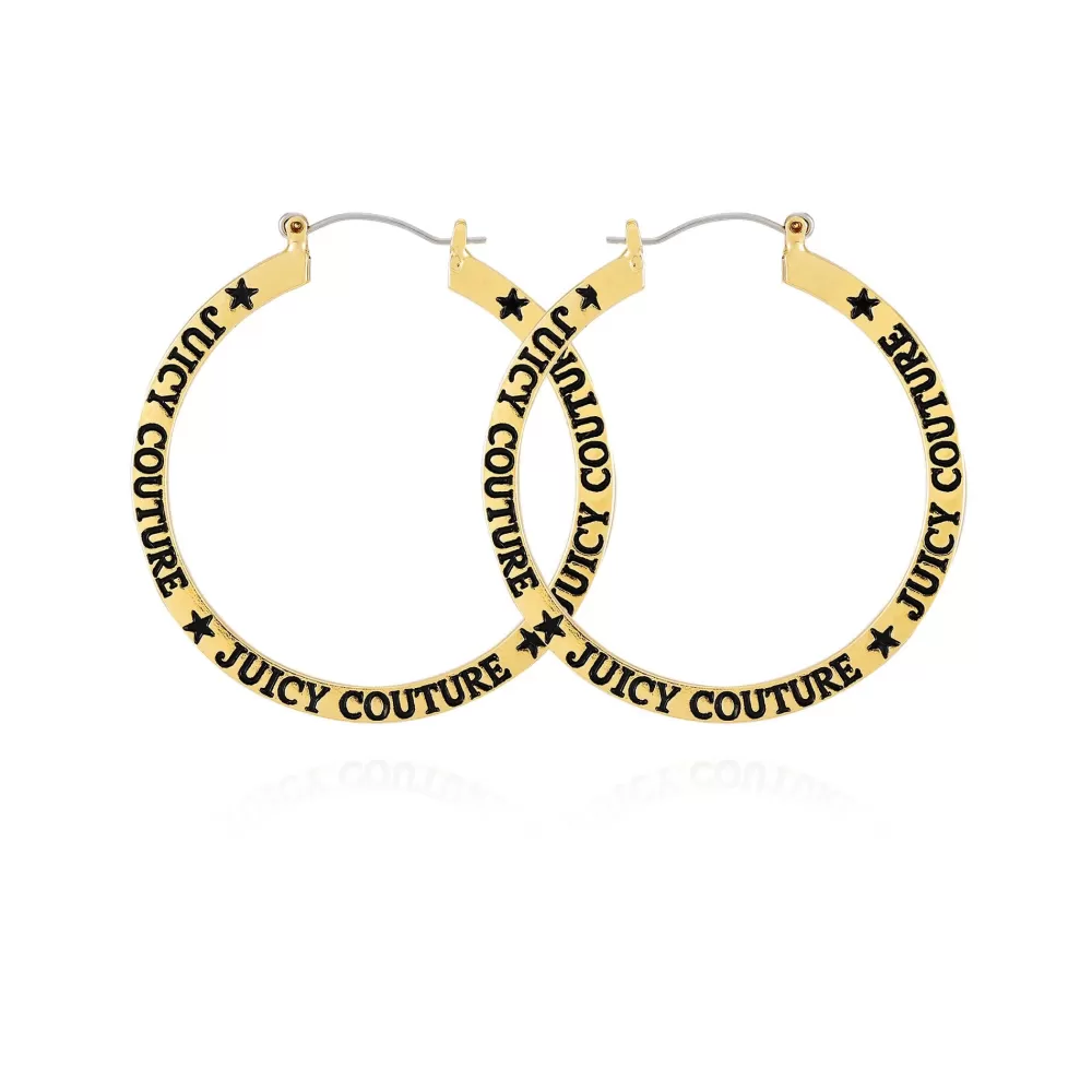 Earrings-Juicy Couture Flat Hoop Earrings Gold