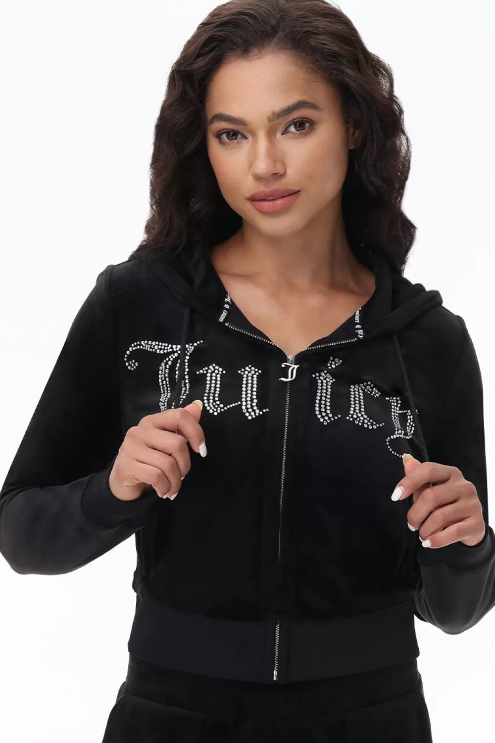 Bling Sets | Hoodies & Jackets-Juicy Couture Front Bling Hoodie Liquorice