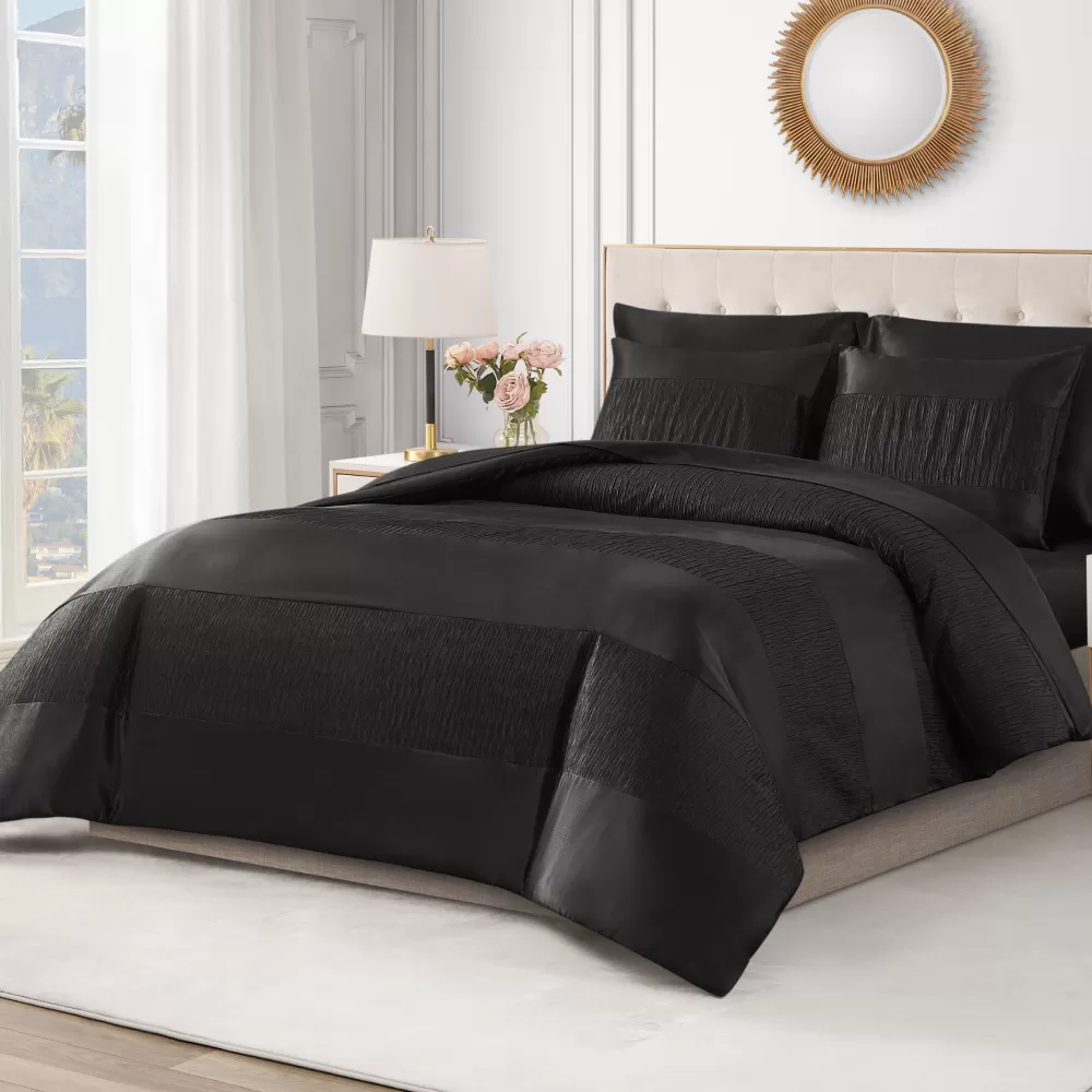 Comforter Sets-Juicy Couture Glam Night Duvet Set Black