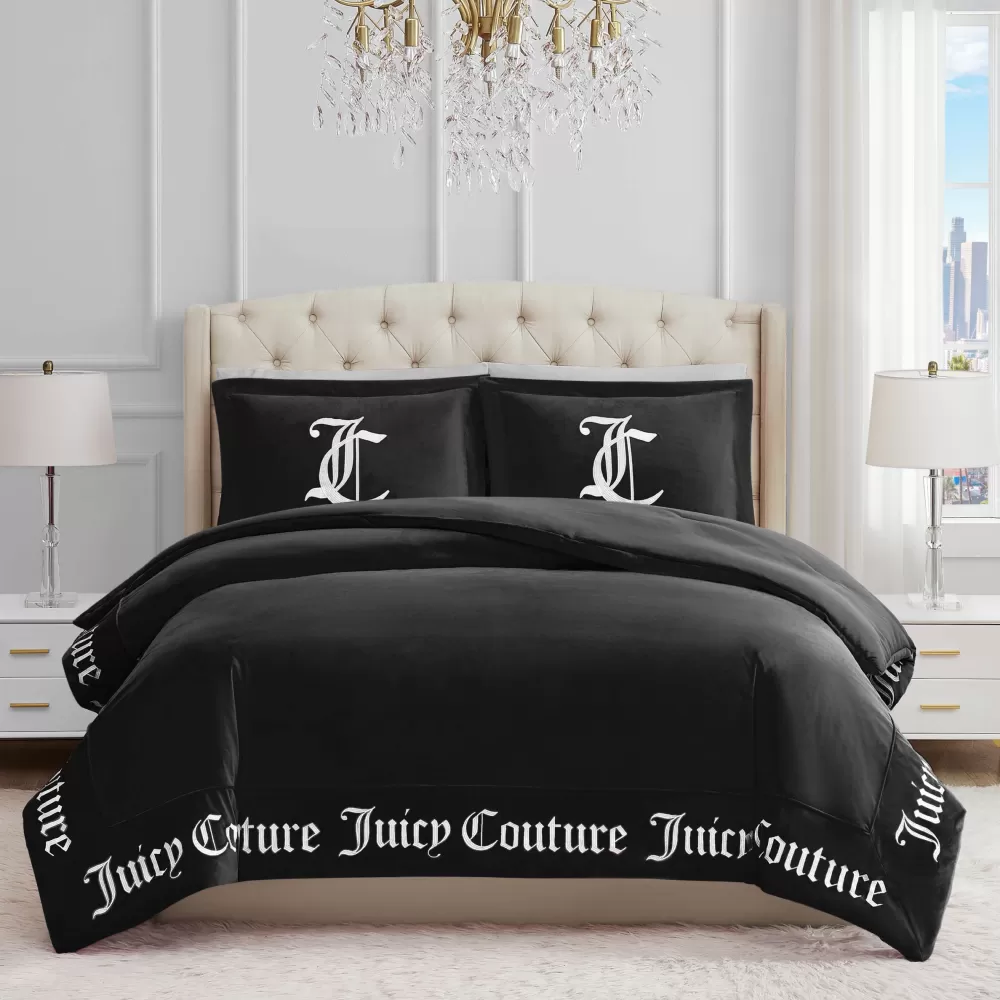 Comforter Sets-Juicy Couture Gothic Comforter Set Black