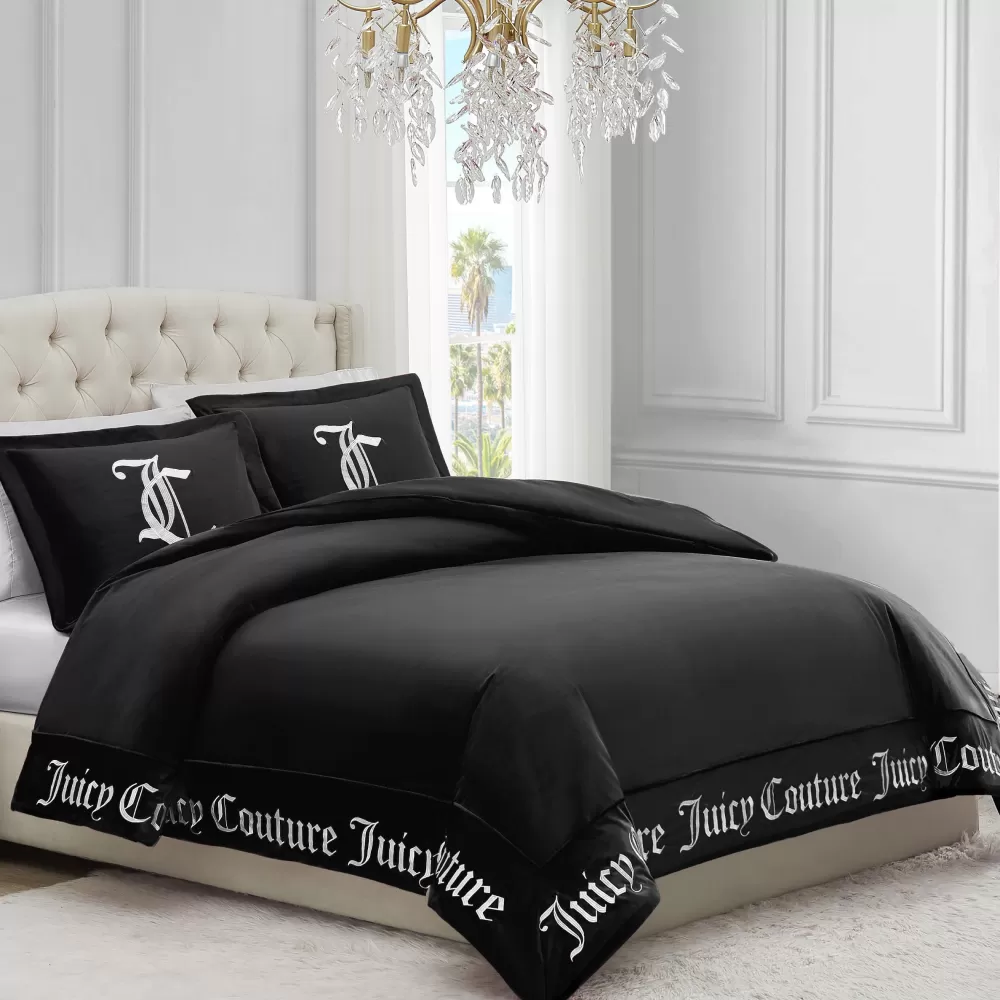 Comforter Sets-Juicy Couture Gothic Comforter Set Black