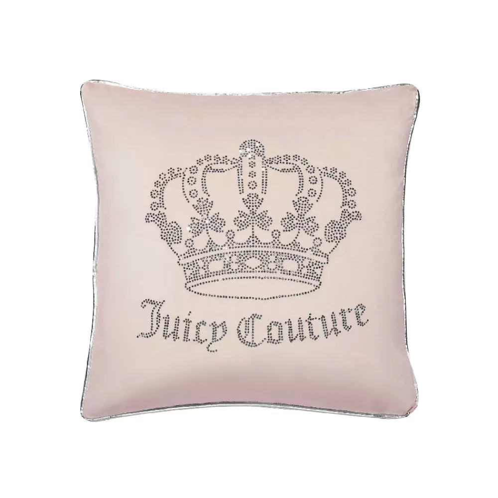 Throw Pillows-Juicy Couture Gothic Rhinestone Crown Pillow Blush