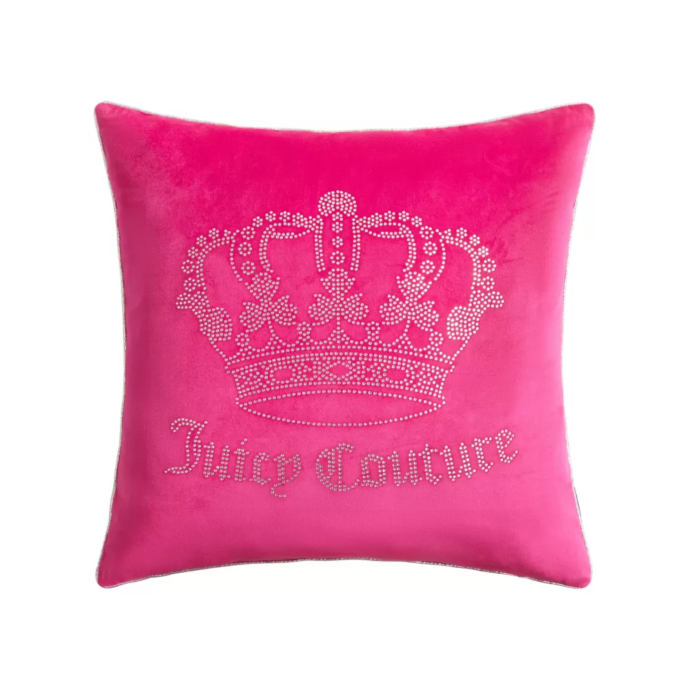 Throw Pillows-Juicy Couture Gothic Rhinestone Crown Pillow HotPink