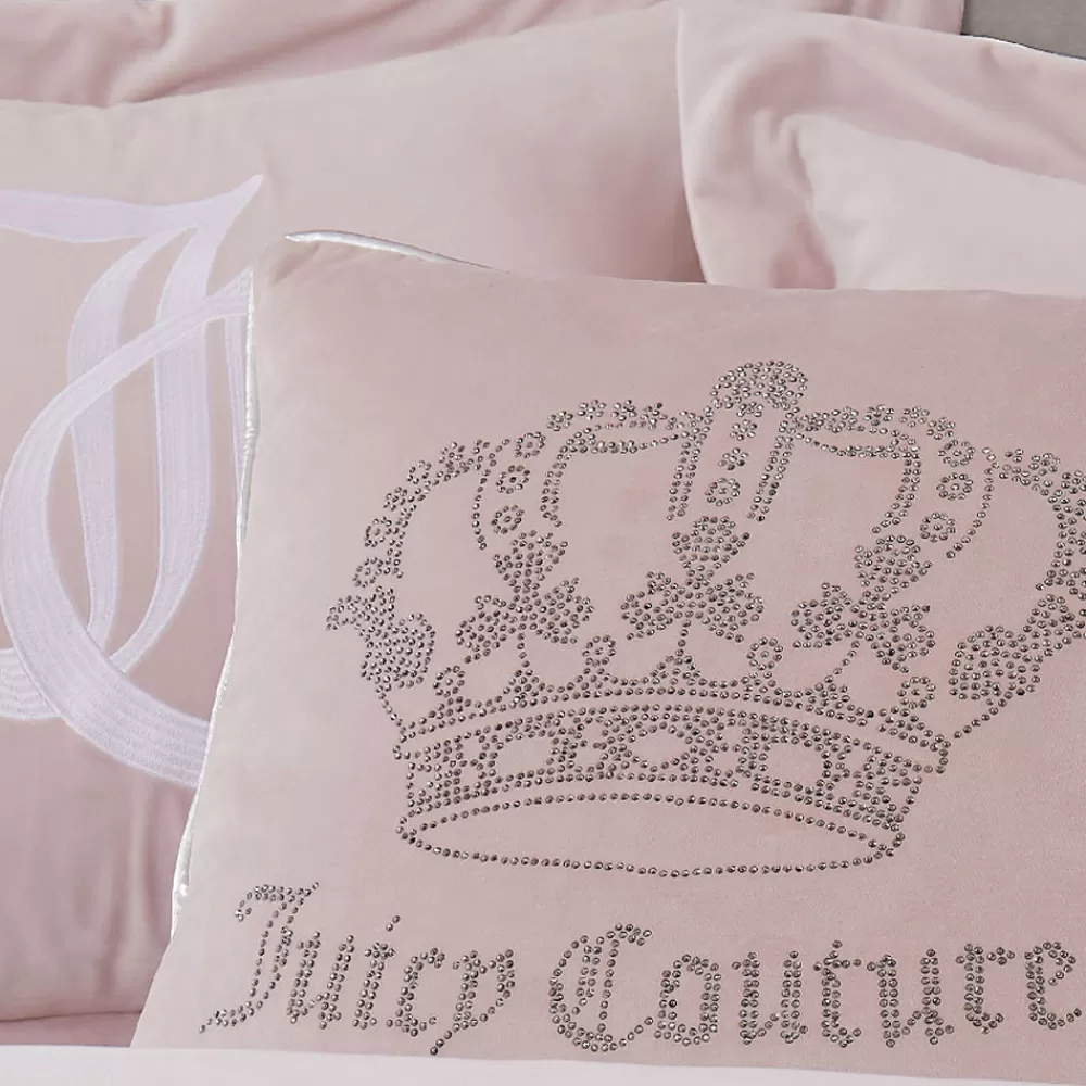 Throw Pillows-Juicy Couture Gothic Rhinestone Crown Pillow Blush