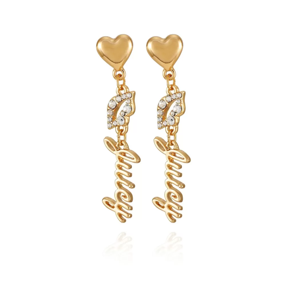 Earrings-Juicy Couture Heart Charm Drop Earrings Gold