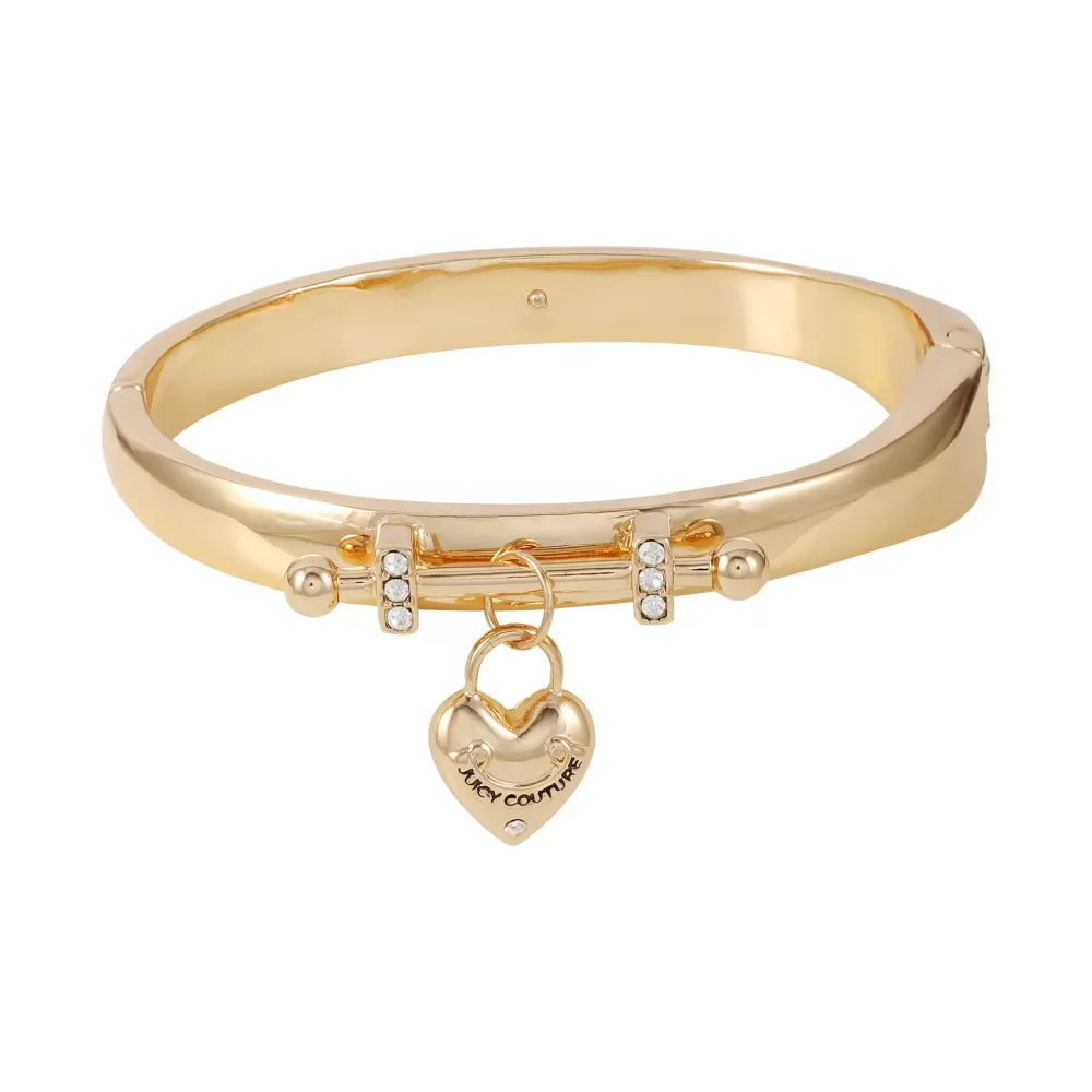 Bracelets-Juicy Couture Heart Pendant Bangle Bracelet Gold