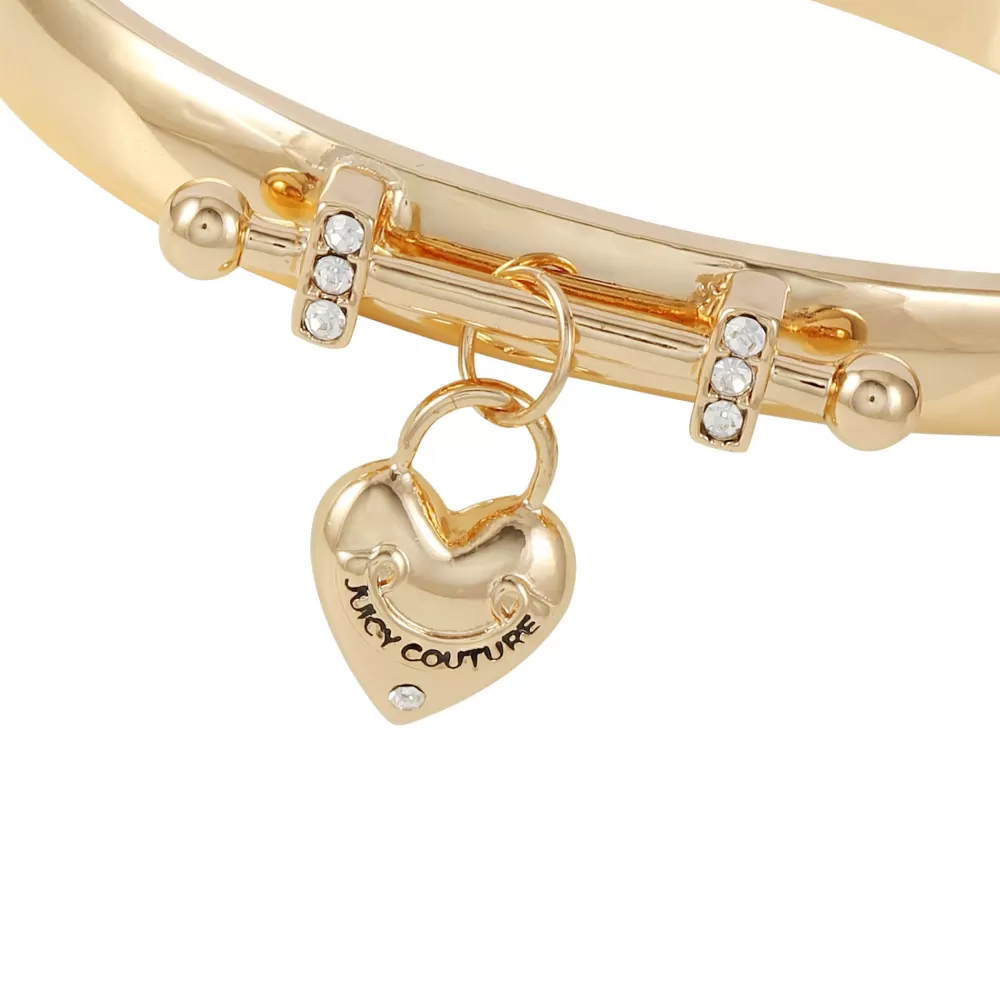 Bracelets-Juicy Couture Heart Pendant Bangle Bracelet Gold