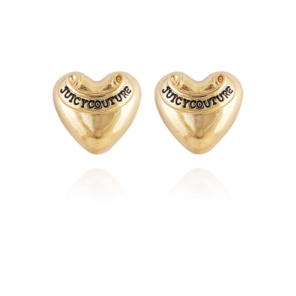 Earrings-Juicy Couture Heart Stud Earrings Gold