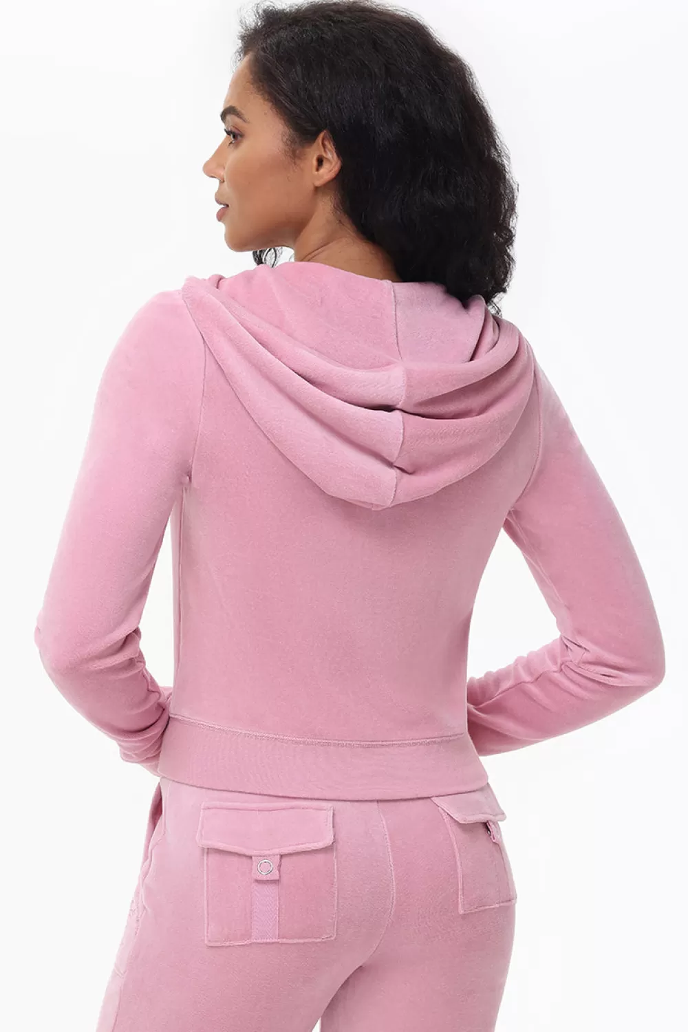 Track Tops | Track Tops-Juicy Couture Heritage Cotton Velour Hoodie Rose