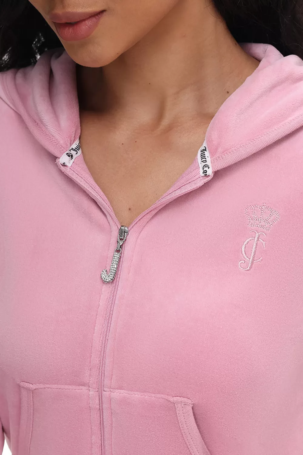 Track Tops | Track Tops-Juicy Couture Heritage Cotton Velour Hoodie Rose