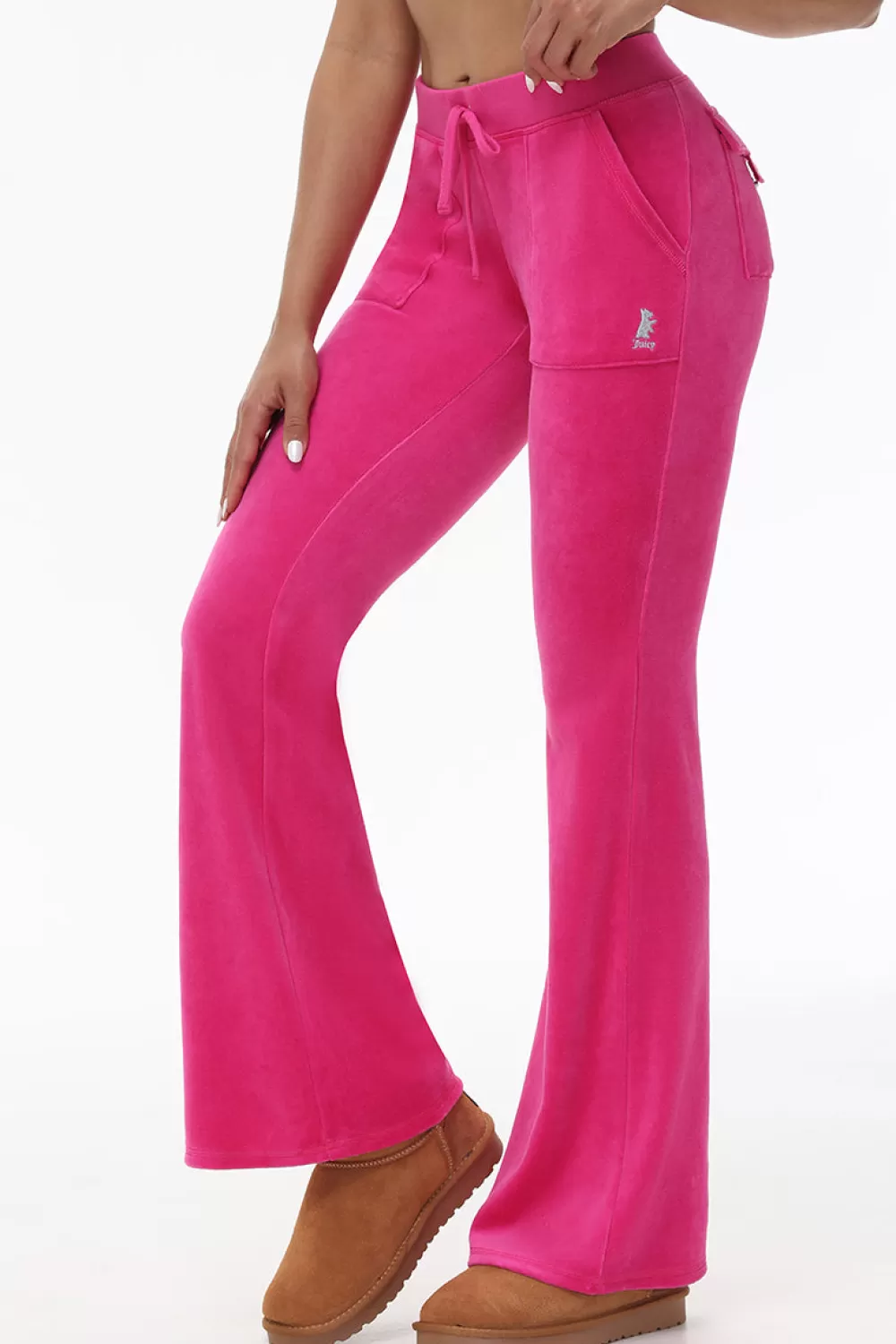 Track Bottoms | Track Pants-Juicy Couture Hollywood Scottie Snap Pocket Cotton Velour Track Pants FreeLove