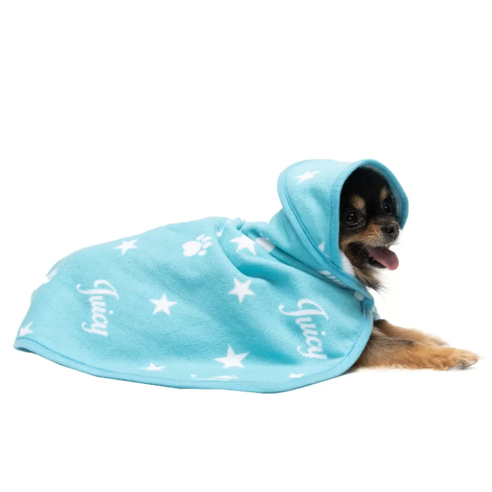 Pet Towels-Juicy Couture Hooded Pet Towel Turquoise