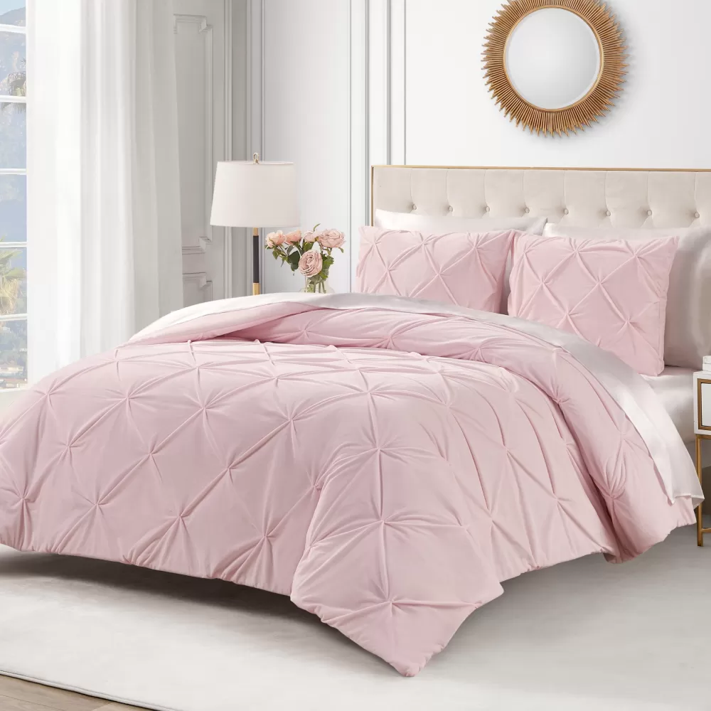 Comforter Sets-Juicy Couture Kiss Pleat Micromink Comforter Set LightPink